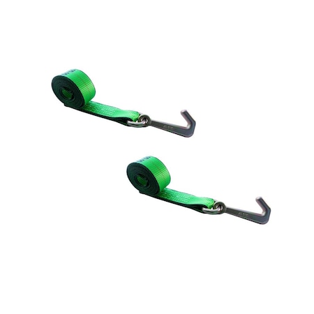 Tie 4 Safe 2" x 10' Lasso Strap w/ Mini J Hook for Towing Wrecker Trailer Tie Down, 2PK TWS65-5210-J-GR-2